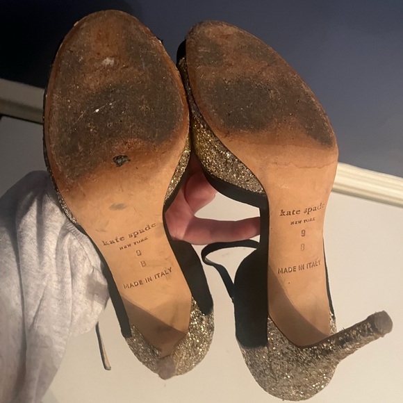 Kate Spade Corrine black suede glitter heels size 9 - Picture 5 of 5